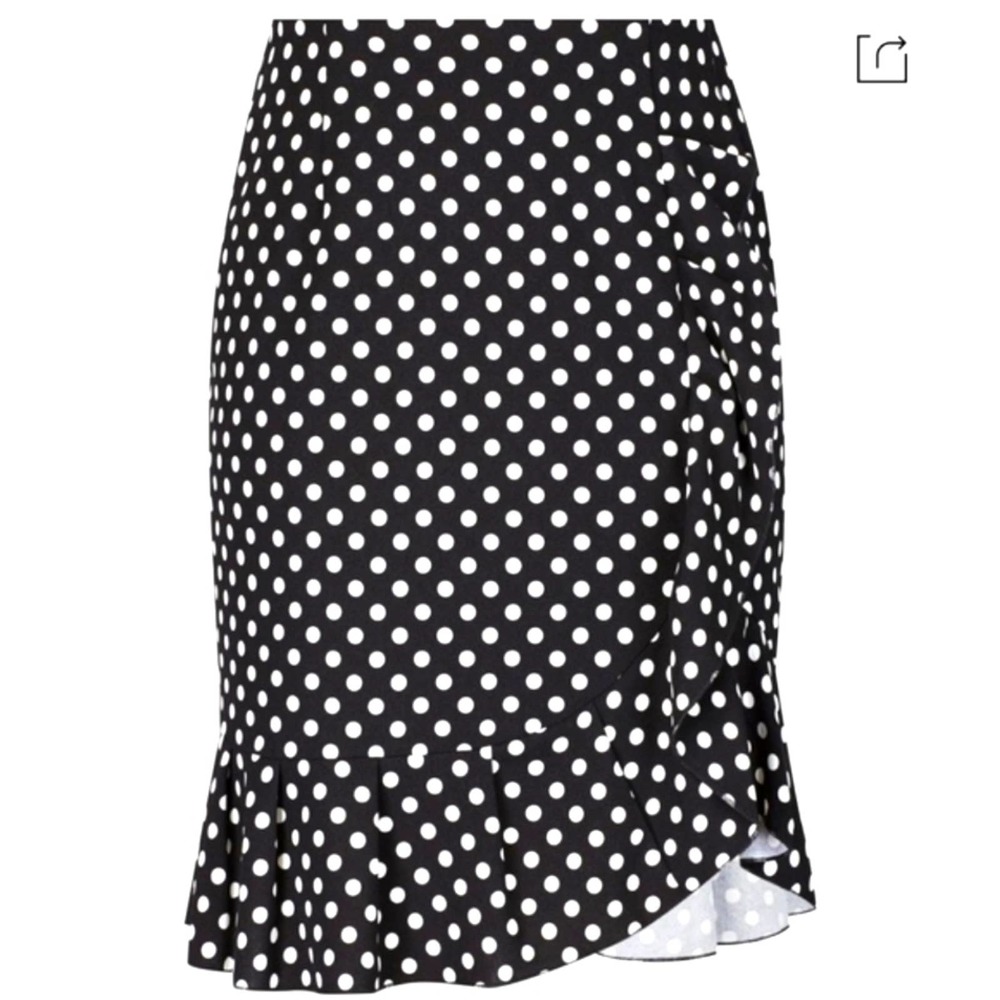 City Chic Dotted Faux-Wrap Ruffle Skirt Size 14